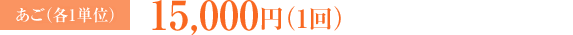 あご 各1単位：15,000円（1回）